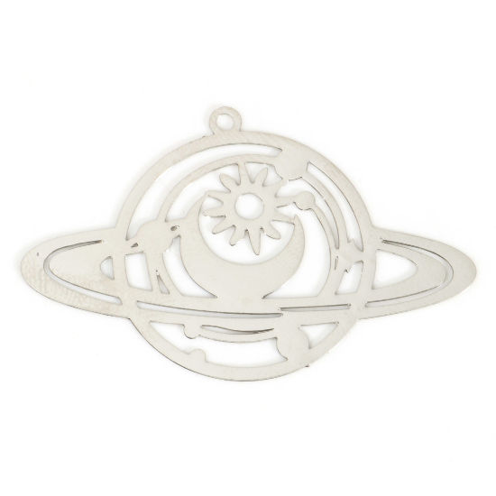 Immagine di Lega di Ferro Galassia Ciondoli Pianeta Tono Argento Sole & Luna 4.2cm x 2.6cm , 10 Pz