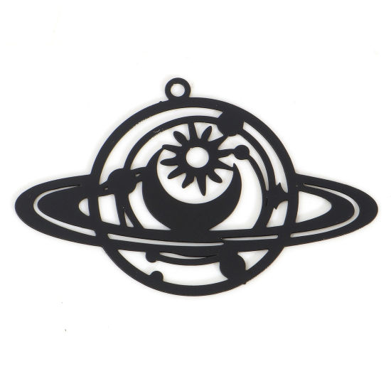Immagine di Lega di Ferro Galassia Ciondoli Pianeta Nero Sole & Luna Pittura 4.2cm x 2.6cm , 10 Pz