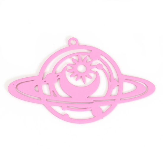 Immagine di Lega di Ferro Galassia Ciondoli Pianeta Rosa Sole & Luna Pittura 4.2cm x 2.6cm , 10 Pz