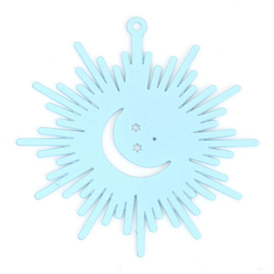 Immagine di Lega di Ferro Galassia Ciondoli Sole Blu Chiaro Luna Pittura 3.7cm x 3.5cm , 10 Pz
