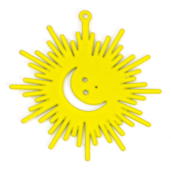 Immagine di Lega di Ferro Galassia Ciondoli Sole Giallo Luna Pittura 3.7cm x 3.5cm , 10 Pz