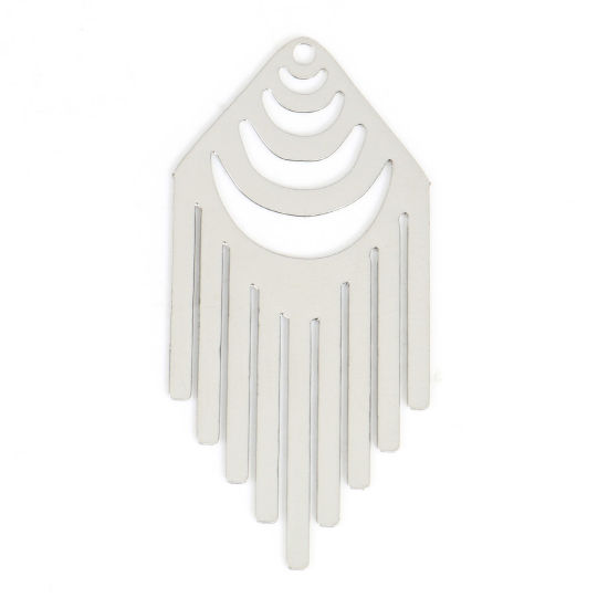 Imagen de Hierro Filigrana Estampación Colgantes Arco Tono de Plata Panícula 3.8cm x 1.8cm, 10 Unidades