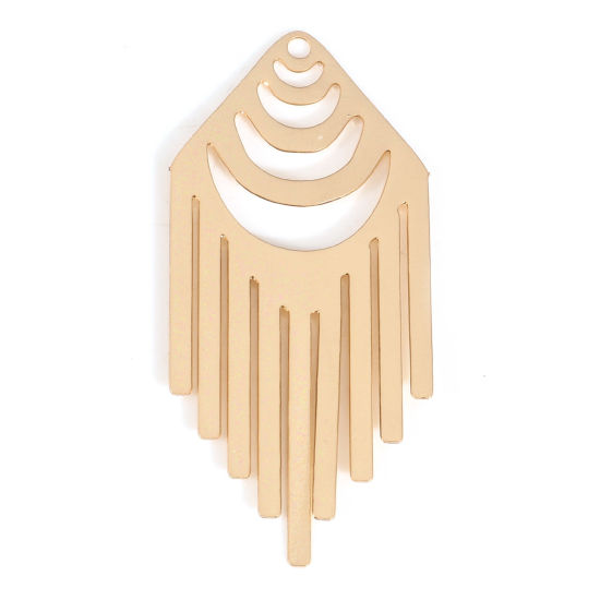 Imagen de Hierro Filigrana Estampación Colgantes Arco KC Dorado Panícula 3.8cm x 1.8cm, 10 Unidades