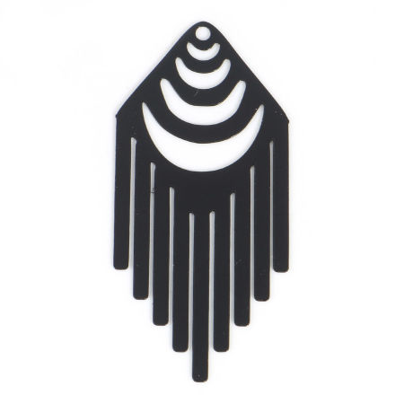 Image de Pendentifs Estampe en Filigrane en Alliage de Fer Arc Noir Franges Laqué 3.8cm x 1.8cm, 10 Pcs