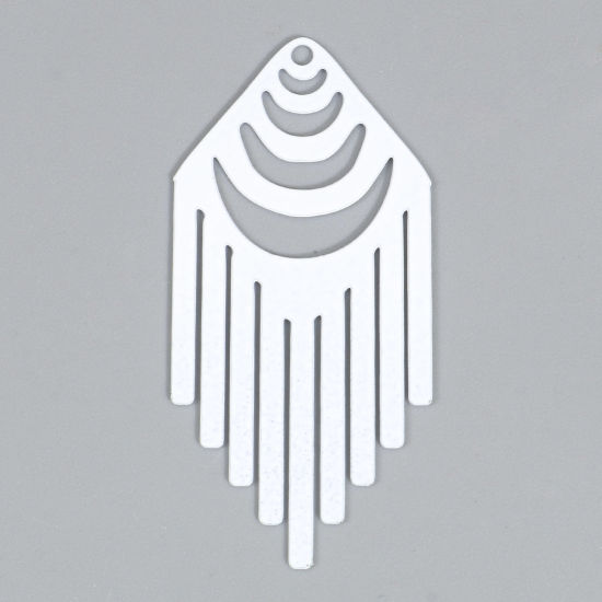 Imagen de Hierro Filigrana Estampación Colgantes Arco Blanco Panícula Pintura 3.8cm x 1.8cm, 10 Unidades