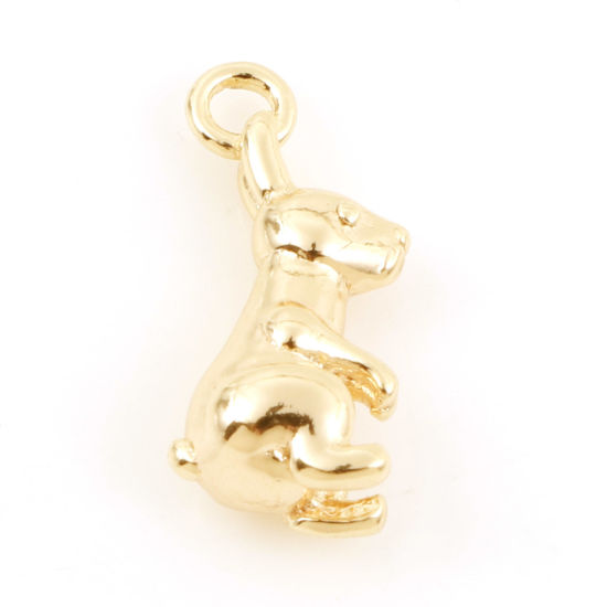 Bild von Messing Ostertag Charms 18K Echtgold plattiert Hase 3D 13mm x 6mm, 3 Stück