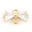 Picture of Brass Connectors Charms Pendants 18K Real Gold Plated Bowknot Micro Pave Clear Cubic Zirconia 8mm x 5mm, 1 Piece