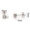 Bild von Umweltfreundlich 304 Edelstahl Ohrring Ohrstecker Rund Silberfarbe Mit Öse 7mm x 4mm, Drahtstärke: (21 gauge), 10 Stück