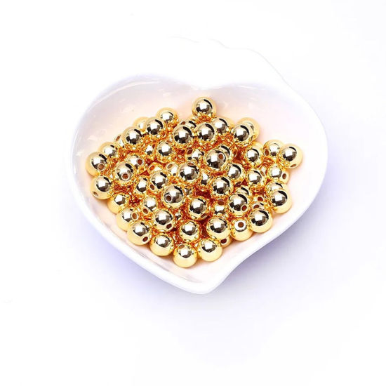 Bild von Messing Abstandshalter Perlen für die Herstellung von DIY-Charme-Schmuck 18K Gold Rund 2mm Dia., Loch: ca. 1mm, 20 Stück                                                                                                                                      