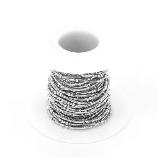 Bild von Umweltfreundlich 304 Edelstahl Schlangenkette Kette Für handgefertigte Schmuckherstellung Silberfarbe 1.2mm, 1 Rolle (ca. 5 M/Rolle)