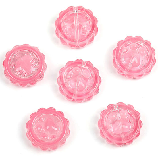 Image de Perles pour DIY Fabrication de Bijoux en Verre au Chalumeau Mémorial d'Animaux Domestiques Bouchons de Bouteille Rose Empreinte de Patte Couleur du Dégradé 15mm Dia, Trou: 1mm, 50 Pcs