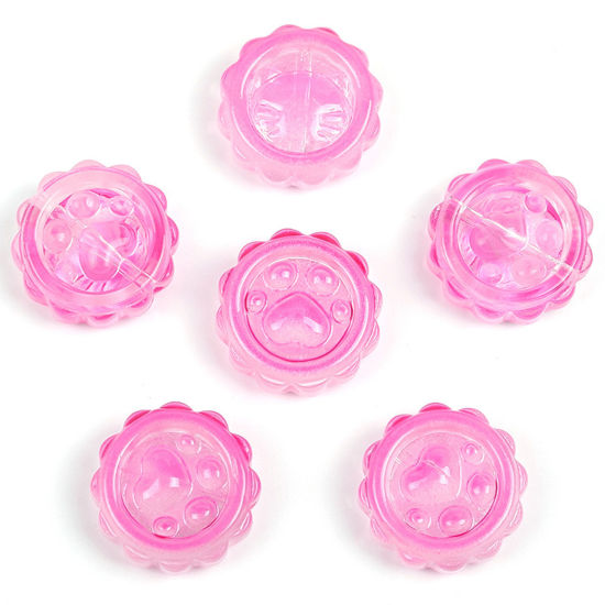 Image de Perles pour DIY Fabrication de Bijoux en Verre au Chalumeau Mémorial d'Animaux Domestiques Bouchons de Bouteille Rose Foncé Empreinte de Patte Couleur du Dégradé 15mm Dia, Trou: 1mm, 50 Pcs