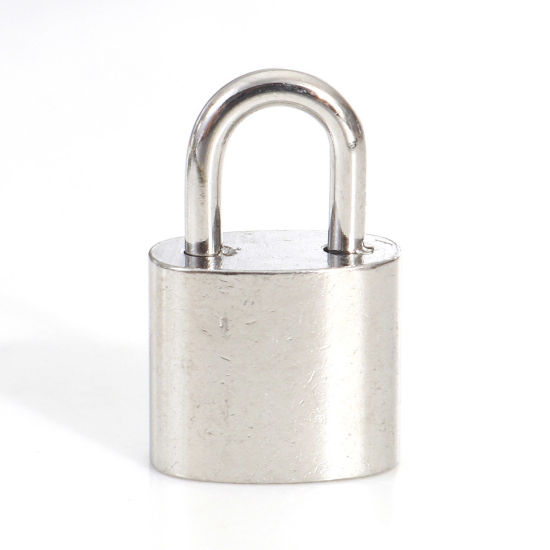 Image de Breloques en 304 Acier Inoxydable Respectueux de la Nature Serrure Argent Mat 13mm x 8mm , 2 Pcs