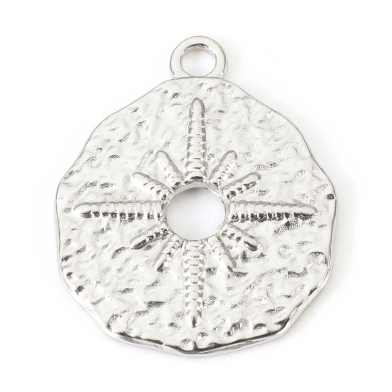 Изображение Экологичный 304 Нержавеющая Сталь галактика Подвески Бесформенный Серебряный Тон Круглые 23мм x 19мм, 2 ШТ