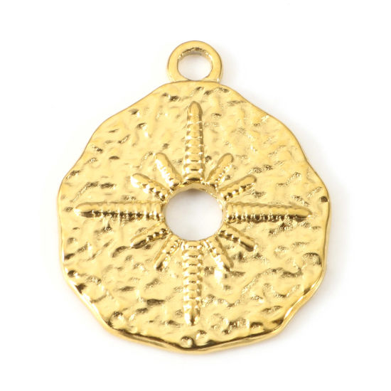 Изображение Экологичное вакуумное PVD-покрытие 304 Нержавеющая Сталь галактика Подвески Бесформенный 18K позолоченный Круглые 23мм x 19мм, 2 ШТ