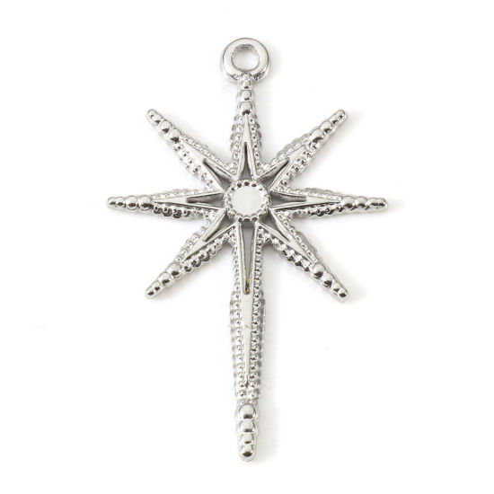 Изображение Экологичный 304 Нержавеющая Сталь галактика Подвески Звезда Серебряный Тон 4см x 2.5см, 2 ШТ