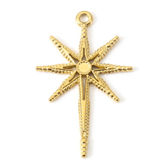 Изображение Экологичное вакуумное PVD-покрытие 304 Нержавеющая Сталь галактика Подвески Звезда 18K позолоченный 4см x 2.5см, 2 ШТ