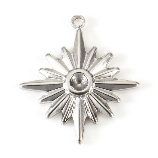 Изображение Экологичный 304 Нержавеющая Сталь галактика Подвески Звезда Серебряный Тон ss10 Страз) 21мм x 19мм, 2 ШТ