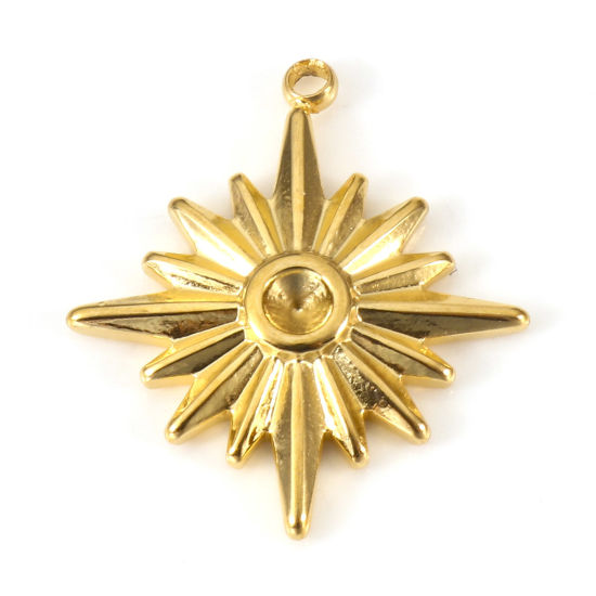 Изображение Экологичное вакуумное PVD-покрытие 304 Нержавеющая Сталь галактика Подвески Звезда 18K позолоченный ss10 Страз) 21мм x 19мм, 2 ШТ