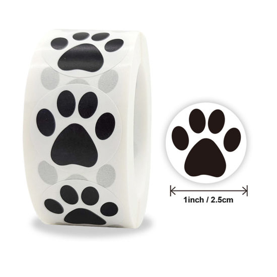 Picture of Art Paper DIY Scrapbook Deco Stickers Black Paw Print 25mm x 25mm, 1 Roll ( 500 PCs/Roll)