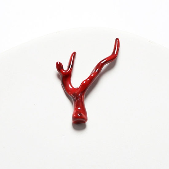 Picture of Acrylic Ocean Jewelry Pendants Coral Branch Red 4.6cm x 3.3cm, 10 PCs