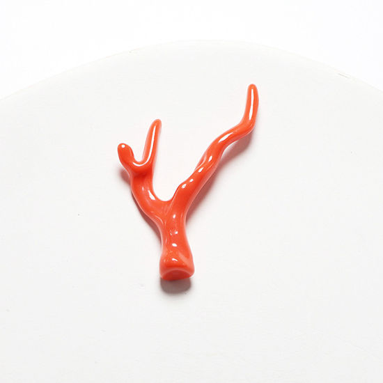Picture of Acrylic Ocean Jewelry Pendants Coral Branch Orange-red 4.6cm x 3.3cm, 10 PCs