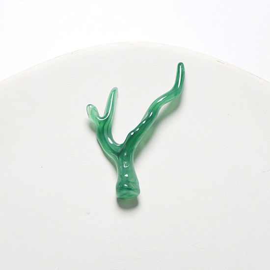 Picture of Acrylic Ocean Jewelry Pendants Coral Branch Green 4.6cm x 3.3cm, 10 PCs