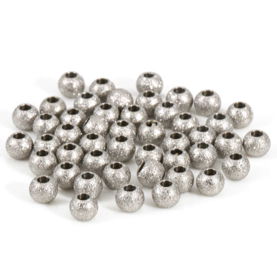 Immagine di Ecologico 201 Acciaio Inossidabile Perline per la Creazione di Gioielli con Ciondoli Fai-da-te Tondo Tono Argento Polvere di Stelle 3mm Dia., Buco: Circa 1.2mm, 10 Pz