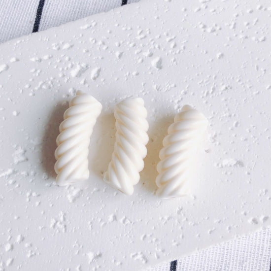Image de Perles pour DIY Fabrication de Bijoux en Acrylique Beige Opaque Arc Rayées 3.4cm x 1.3cm, 10 Pcs