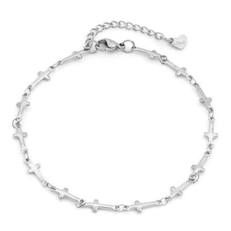 Image de Chaînes de Cheville Religieux en 304 Acier Inoxydable Respectueux de la Nature Chaînes Argent Mat Croix 24cm - 22cm long, 1 Pièce