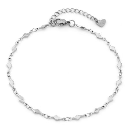 Image de Chaînes de Cheville Collection de Météo en 304 Acier Inoxydable Respectueux de la Nature Chaînes Argent Mat Foudre 24cm - 22cm long, 1 Pièce