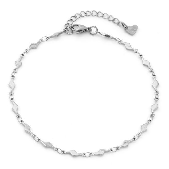 Picture of Eco-friendly 304 Stainless Steel Weather Collection Link Chain Anklet Silver Tone Lightning 24cm - 22cm long, 1 Piece