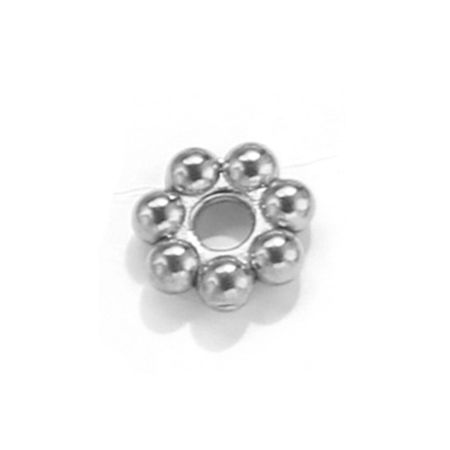 Picture of Eco-friendly 304 Stainless Steel Mother's Day Spacer Beads For DIY Bracelet Jewelry Making Findings Silver Tone Snowflake 6mm Dia., Hole: Approx 2mm, 20 PCs