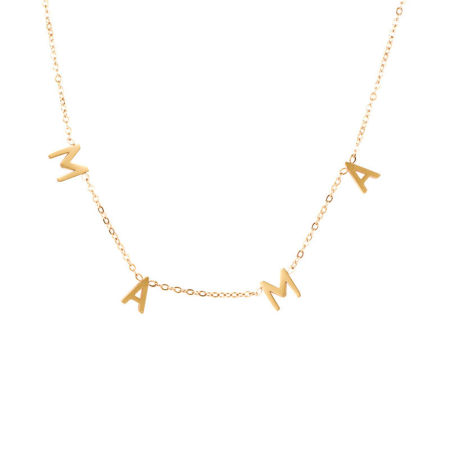 Picture of Eco-friendly 304 Stainless Steel Mother's Day Link Cable Chain Necklace Gold Plated Message " Mama " 42cm(16 4/8") long, 1 Piece
