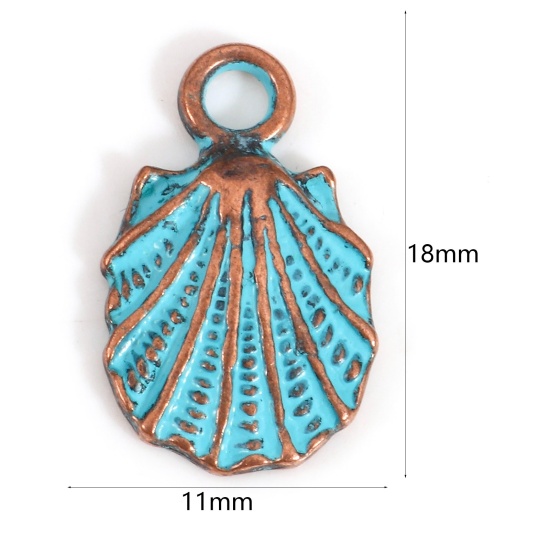 Picture of 10 PCs Zinc Based Alloy Patina Charms Antique Copper Shell Marine Animal 18mm x 11mm