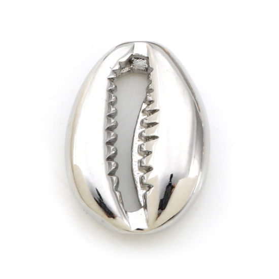 Immagine di Ottone Perline per la Creazione di Gioielli con Ciondoli Fai-da-te Vero Platino Placcato Monetaria Caputserpentis 3D Circa 14mmx 10mm, Foro:Circa 0.8mm, 2 Pz