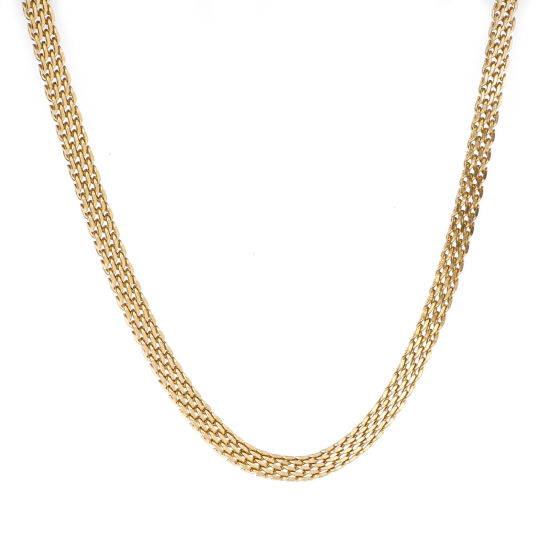 Image de Eco-friendly Vacuum Plating 304 Stainless Steel Link Chain Necklace For DIY Jewelry Making 18K Real Gold Plated 1 Piece