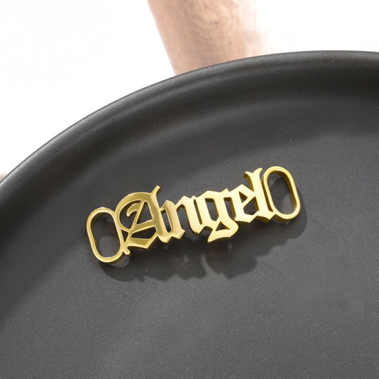 Immagine di Acciaio Inossidabile Fibbie per Scarpe con Lettere Personalizzate con Nome Personalizzato per la Decorazione di Ciondoli per Scarpe Fai-da-te Oro Placcato 1 Paio