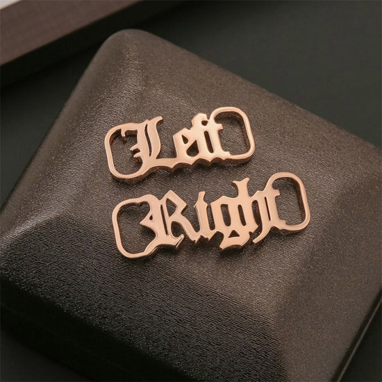 Immagine di Acciaio Inossidabile Fibbie per Scarpe con Lettere Personalizzate con Nome Personalizzato per la Decorazione di Ciondoli per Scarpe Fai-da-te Oro Rosa 1 Paio
