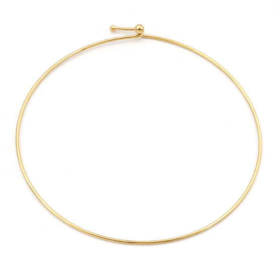 Picture of 1 Piece Vacuum Plating 304 Stainless Steel Collar Neck Ring Necklace 18K Gold Plated 43cm(16 7/8") long