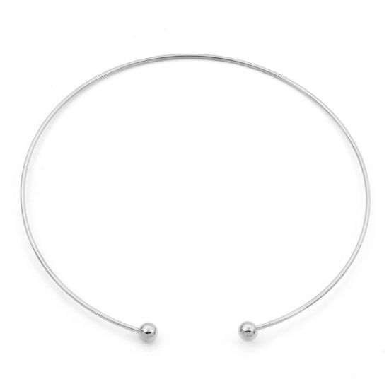 Picture of Eco-friendly 304 Stainless Steel Collar Neck Ring Necklace Silver Tone 42cm(16 4/8") long, 1 Piece