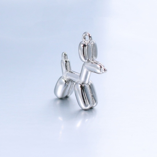 Picture of Eco-friendly 304 Stainless Steel Charms Silver Tone Dog Animal Balloon 19mm x 15mm, 1 Piece