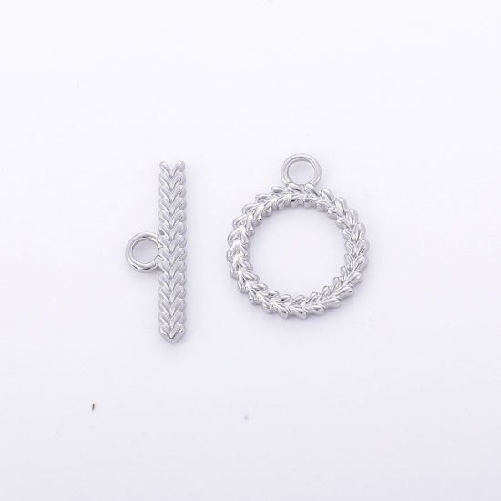 Picture of Eco-friendly 304 Stainless Steel Toggle Clasps Round Silver Tone 1 Set