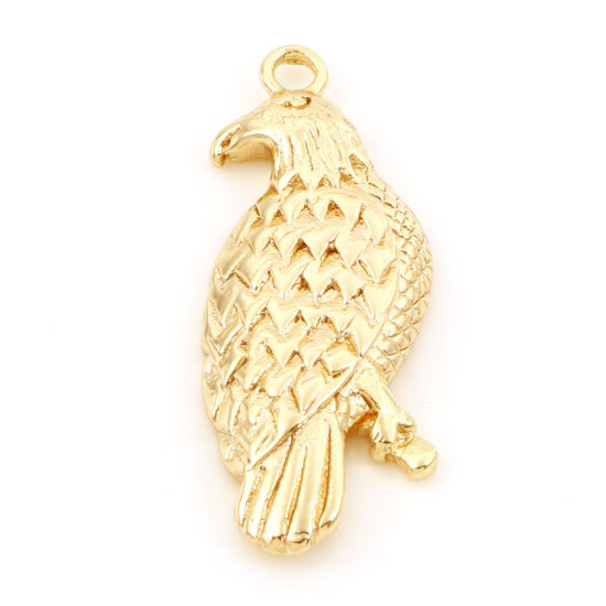 Picture of Brass Pendants 18K Real Gold Plated Eagle Animal 3cm x 1.2cm, 2 PCs