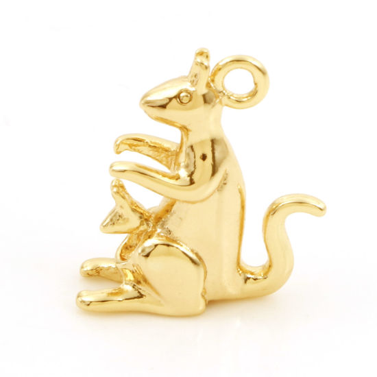Immagine di Ottone Charms Canguro 18K Vero Oro Placcato 3D 18mm x 16mm, 2 Pz