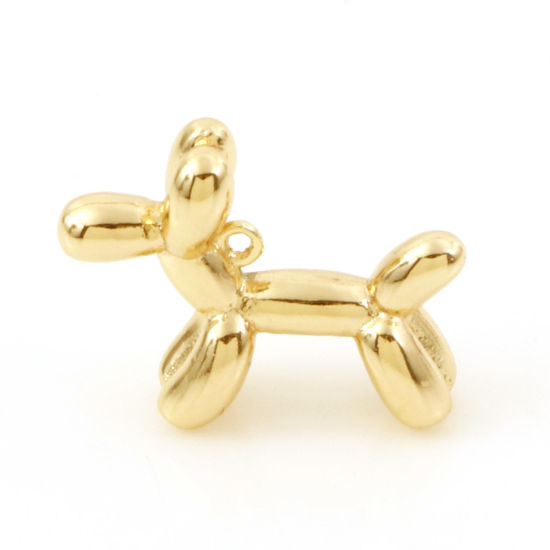 Picture of Brass Charms 18K Real Gold Plated Balloon Dog 3D 16mm x 13mm, 2 PCs                                                                                                                                                                                           