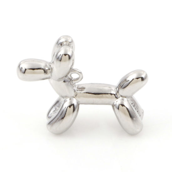 Picture of Brass Charms Real Platinum Plated Balloon Dog 3D 16mm x 13mm, 2 PCs                                                                                                                                                                                           
