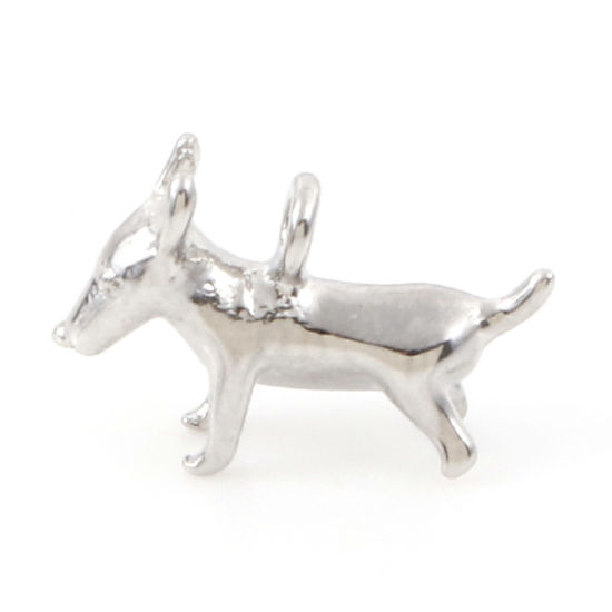 Изображение Латунь Подвески Собака Настоящее платиновое покрытие Трехмерный 12.5мм x 8мм, 5 ШТ