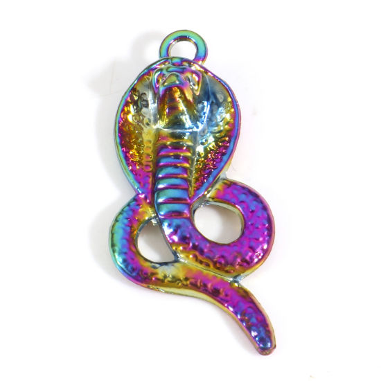 Imagen de Zamak Colgantes Serpiente Chapado en Color Arco Iris 4cm x 2cm, 5 Unidades