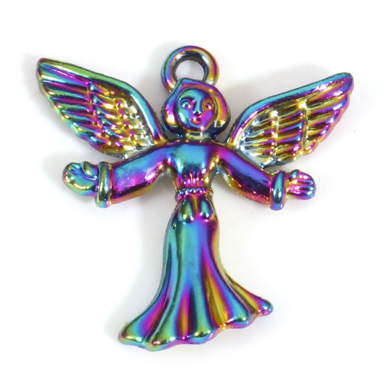 Изображение Цинковый Сплав религия Подвески Ангел Цвет радуги с покрытием 25мм x 24мм, 5 ШТ